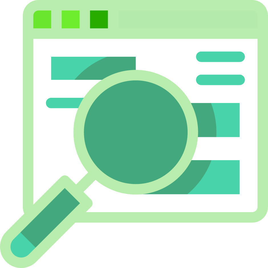magnifying glass over a browser window